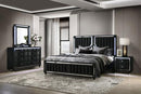Ravenne 5-piece Velvet Upholstered Queen LED Bedroom Set Black