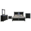 Ravenne 5-piece Velvet Upholstered Queen LED Bedroom Set Black