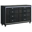 Ravenne 5-piece Velvet Upholstered Queen LED Bedroom Set Black