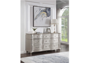 Evangeline Tufted Upholstered Platform Eastern King Bed Ivory and Silver Oak