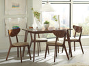 Breckenridge Rectangle Dining Room Set Matte White And Natural Oak.