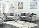 Frostine Button Tufted Sofa Silver