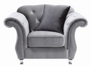 Frostine Button Tufted Sofa Silver