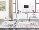 U-Shaped Coffee Table Chrome And 2 End Table. 3 PC SET