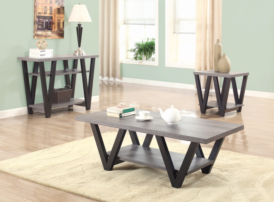 Higgins V-Shaped Coffee Table Black And Antique Grey