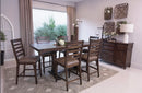 Delphine 5-Piece Trestle Counter Dining Set Vintage Dark Pine