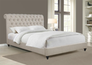 Devon Button Tufted Upholstered Queen Bed Beige